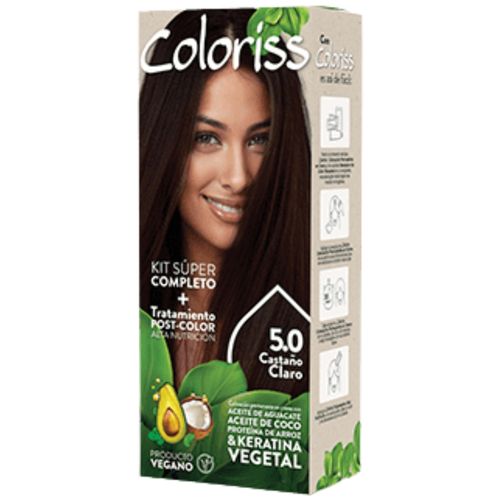 Tinte para Cabello Coloriss Tono 5.0 Castaño Claro Tratamiento Nutrix Kit x 50 g