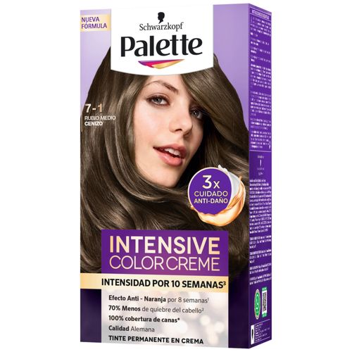 Tinte para Cabello Palette Intensive Color Cream Tono 7-1 Rubio Medio Cenizo Duo Pack