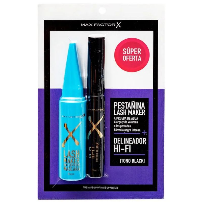 Pestañina Lash Maker Negro + Delineador Prebel