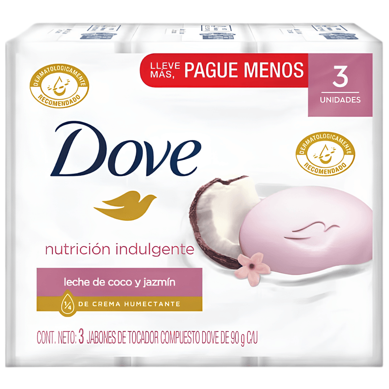 Jabón Dove Leche Coco 90 Gr 3 Unidades Unilever