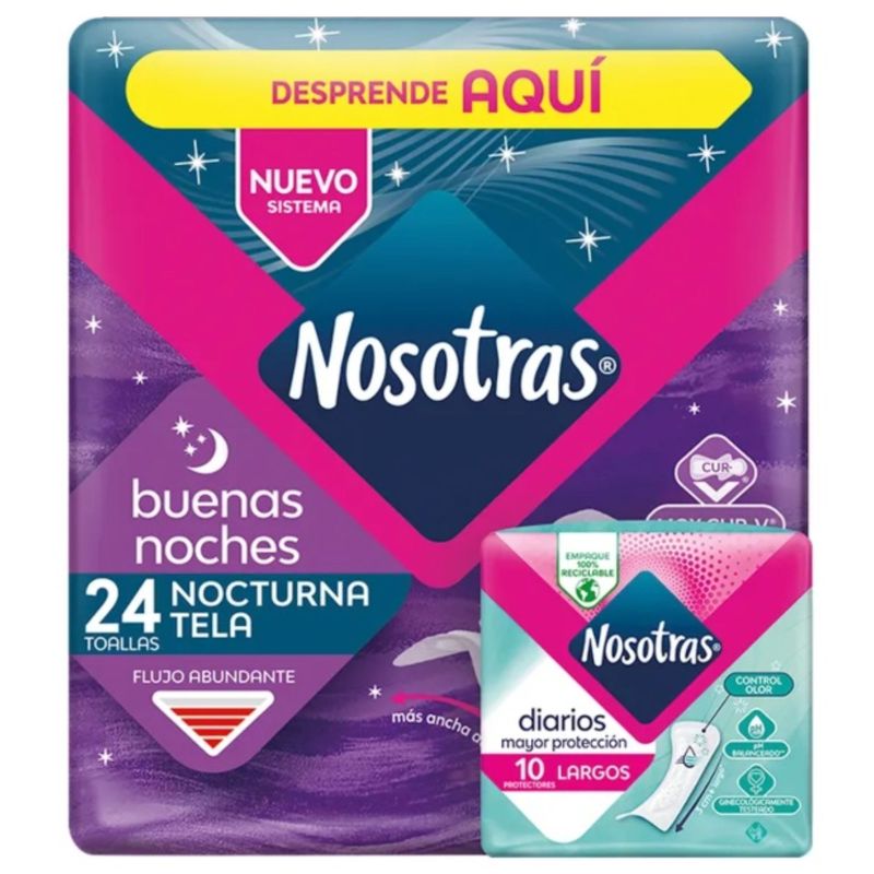 Toallas Nosotras Buenas Noches 24 Und + 12 Prot