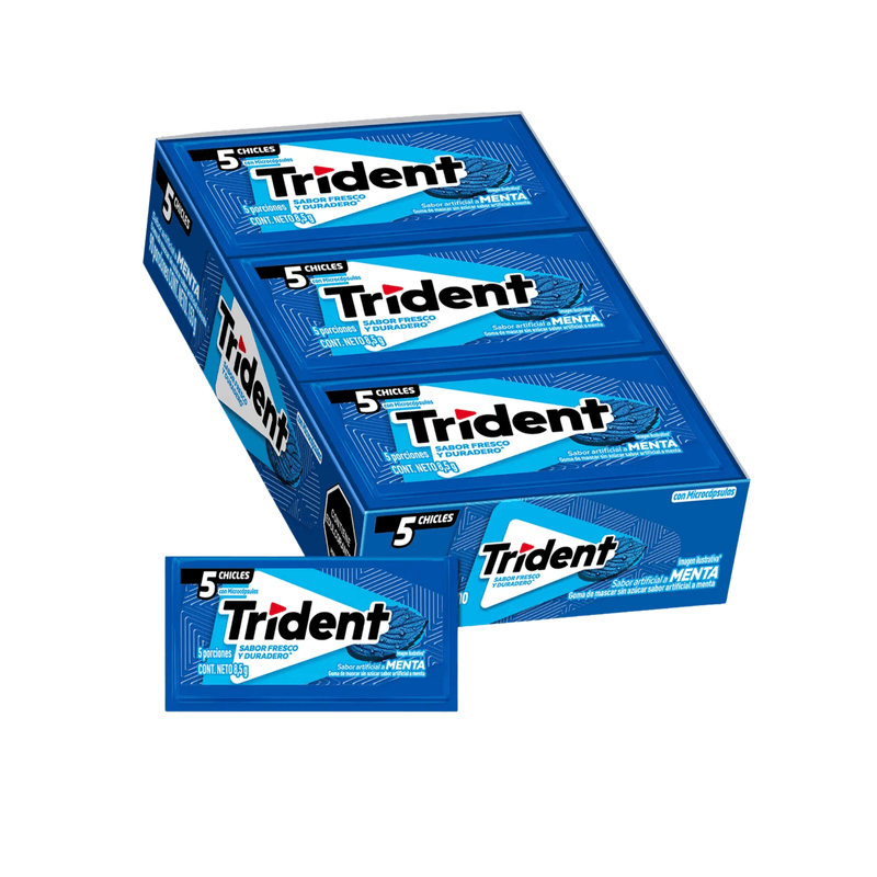 Chicle Trident Menta Display x 18 Unidades