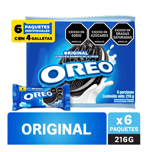 Galletas Oreo Original 216 g Paquete x 6 Unidades
