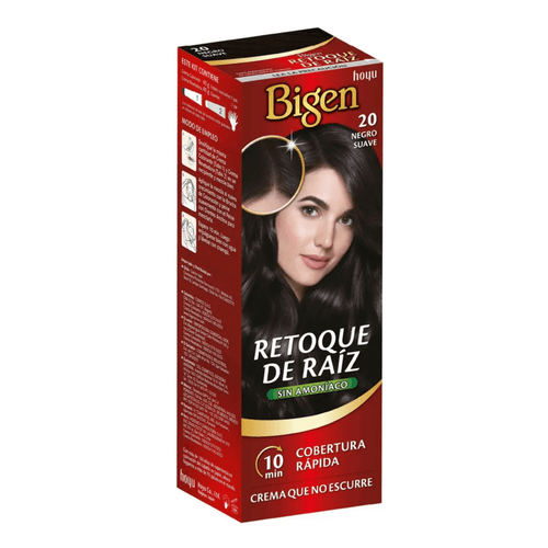 Tinte para Cabello Bigen Retoque de Raíz Negro Suave Tono 20