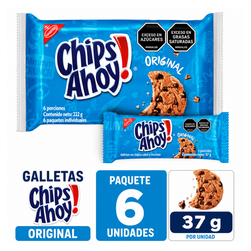 Galletas Chips Ahoy! 37 g Paquete x 6 Unidades