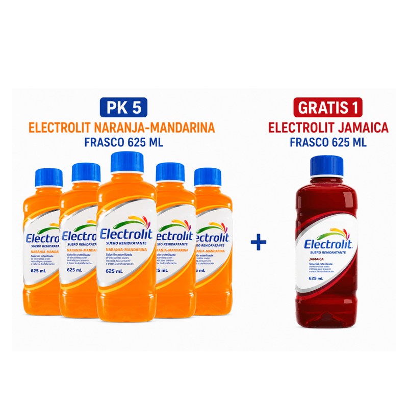 Pack Electrolit 5 Sabor Naranja-Mandarina 625