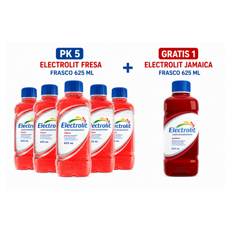 Pack Electrolit 5 Electrolit Sabor Fresa 625 ml