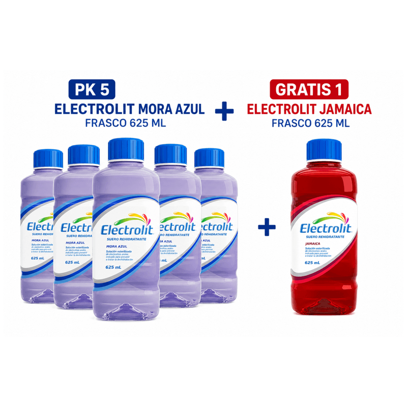 Pack Electrolit 5 Sabor Mora Azul 625 ml