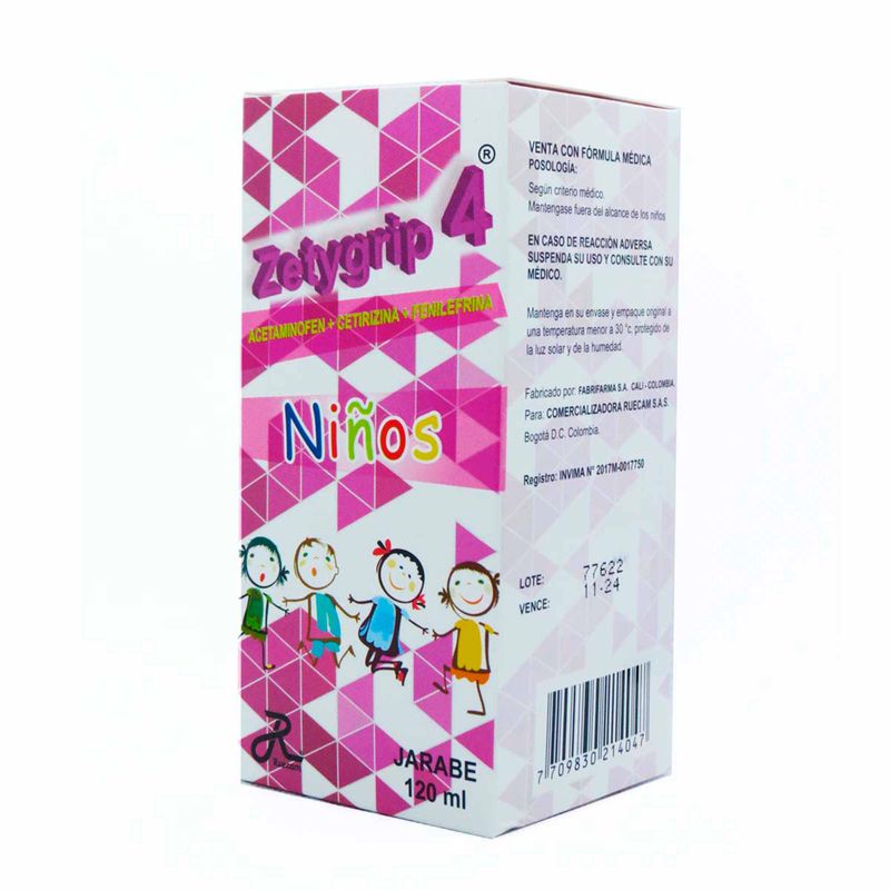 Zetygrip-4 Jarabe Niños Frasco X 120 Ml Ruecam