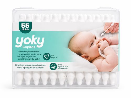 Copitos de Algodón Yoky Baby Biodegradables Tarro x 55 Unidades