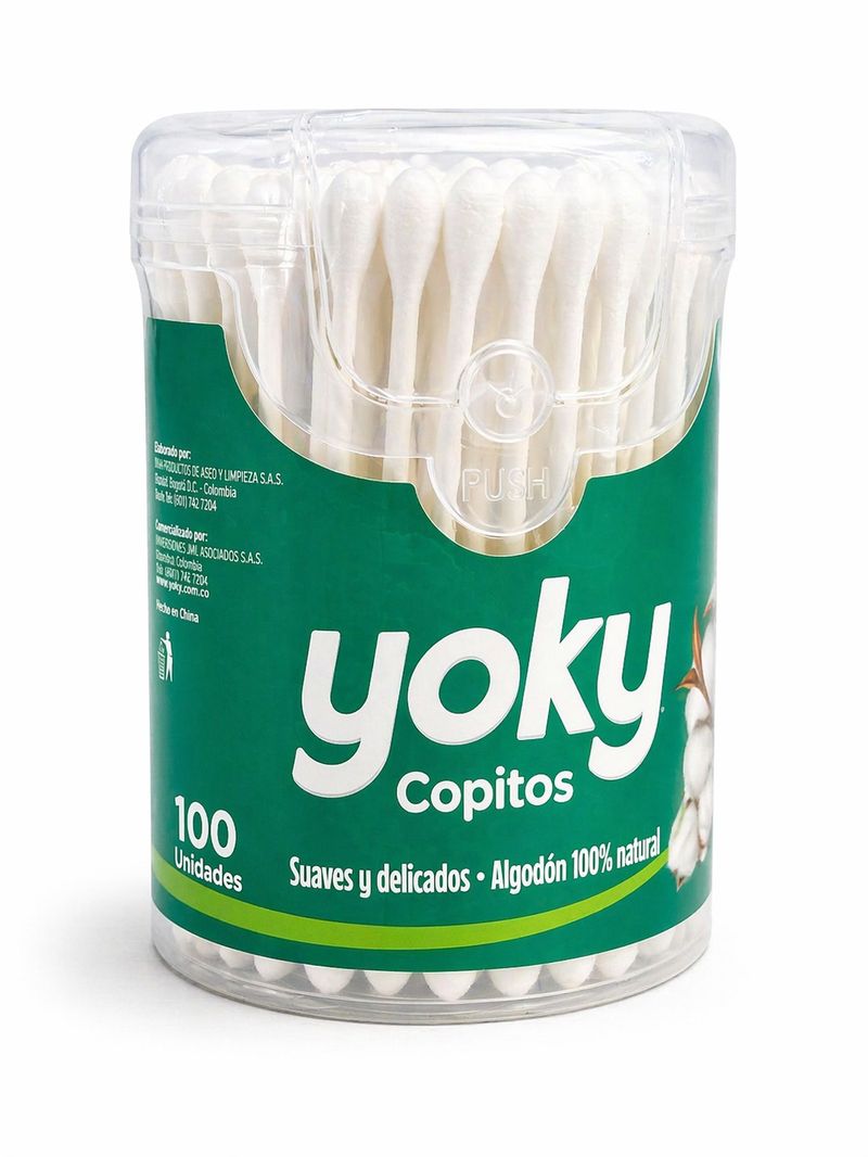 Copitos Algodón Yoky Biodegradables Tarro x 100