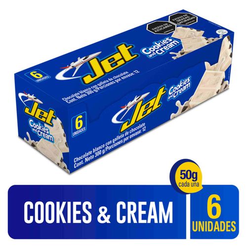 Chocolatina Jet Cookies And Crema Barra Displey 6 Unidades Nutresa