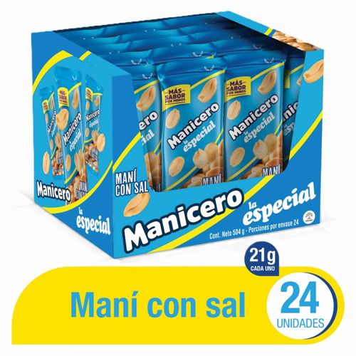 Maní La Especial Manicero con Sal Caja x 24 Und de 21 g