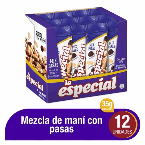 Mani Con Pasas La Especial Caja X 12 Unidades De 35 Gr