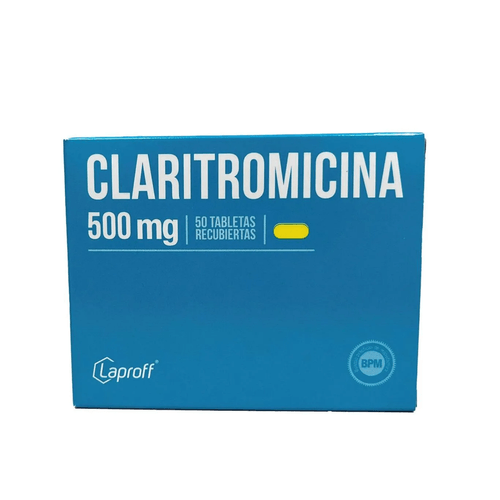 Claritromicina 500 Mg Caja X 50 Tabletas Recubiertas