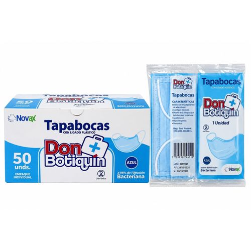 Tapabocas Azul Don Botiquín Caja X 50 Unidades