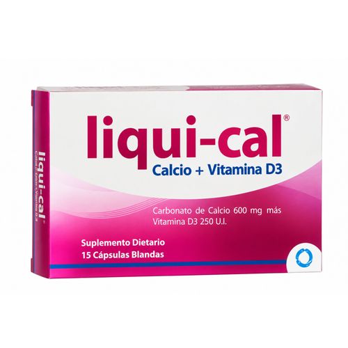 Calcio + Vitamina D3 Liqui-Cal Caja X 15 Cápsulas
